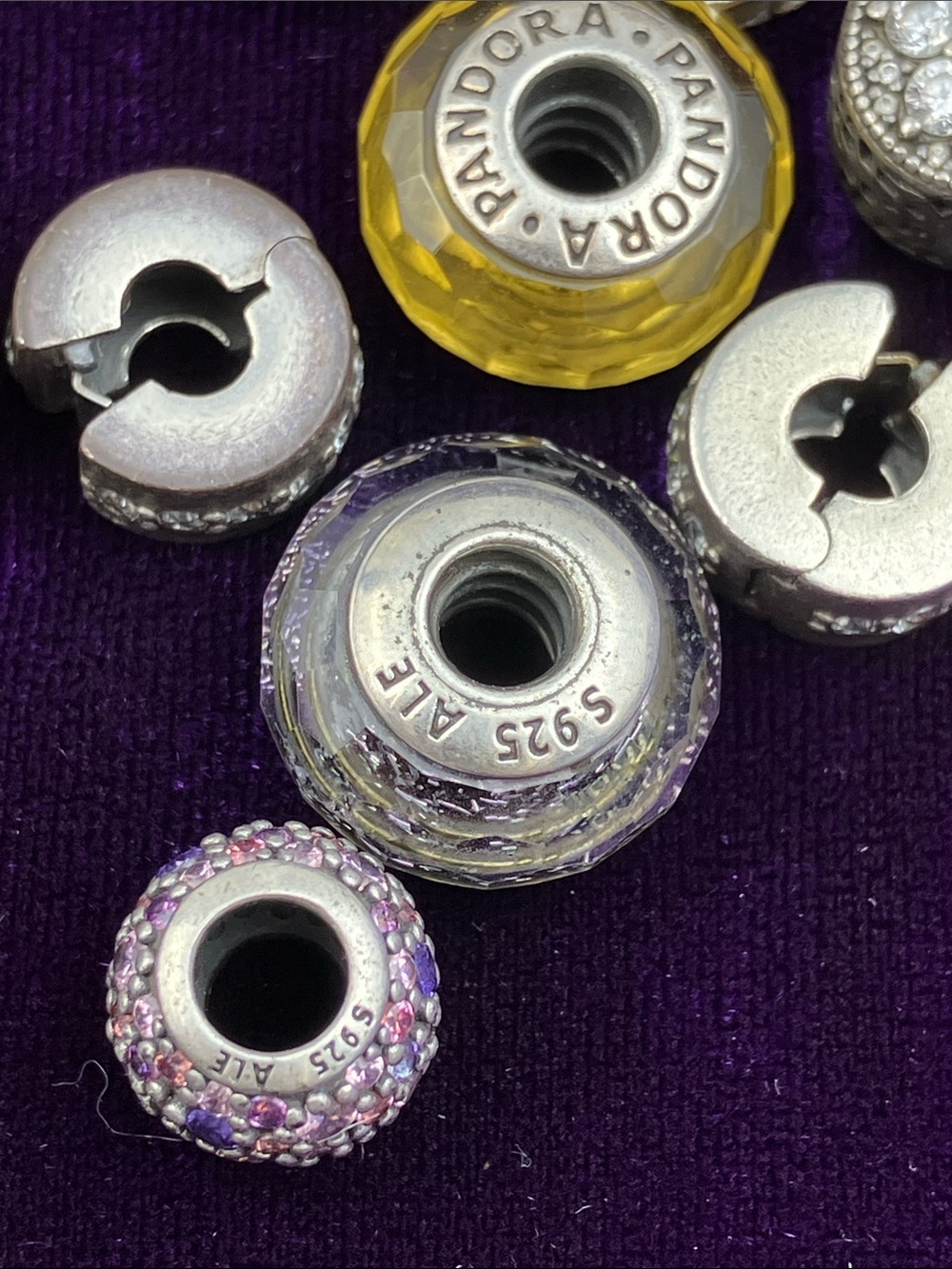 11 Pcs Pandora Purple and Gold Charm Collection - Picture 2 of 7